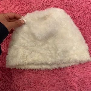 White fur hat